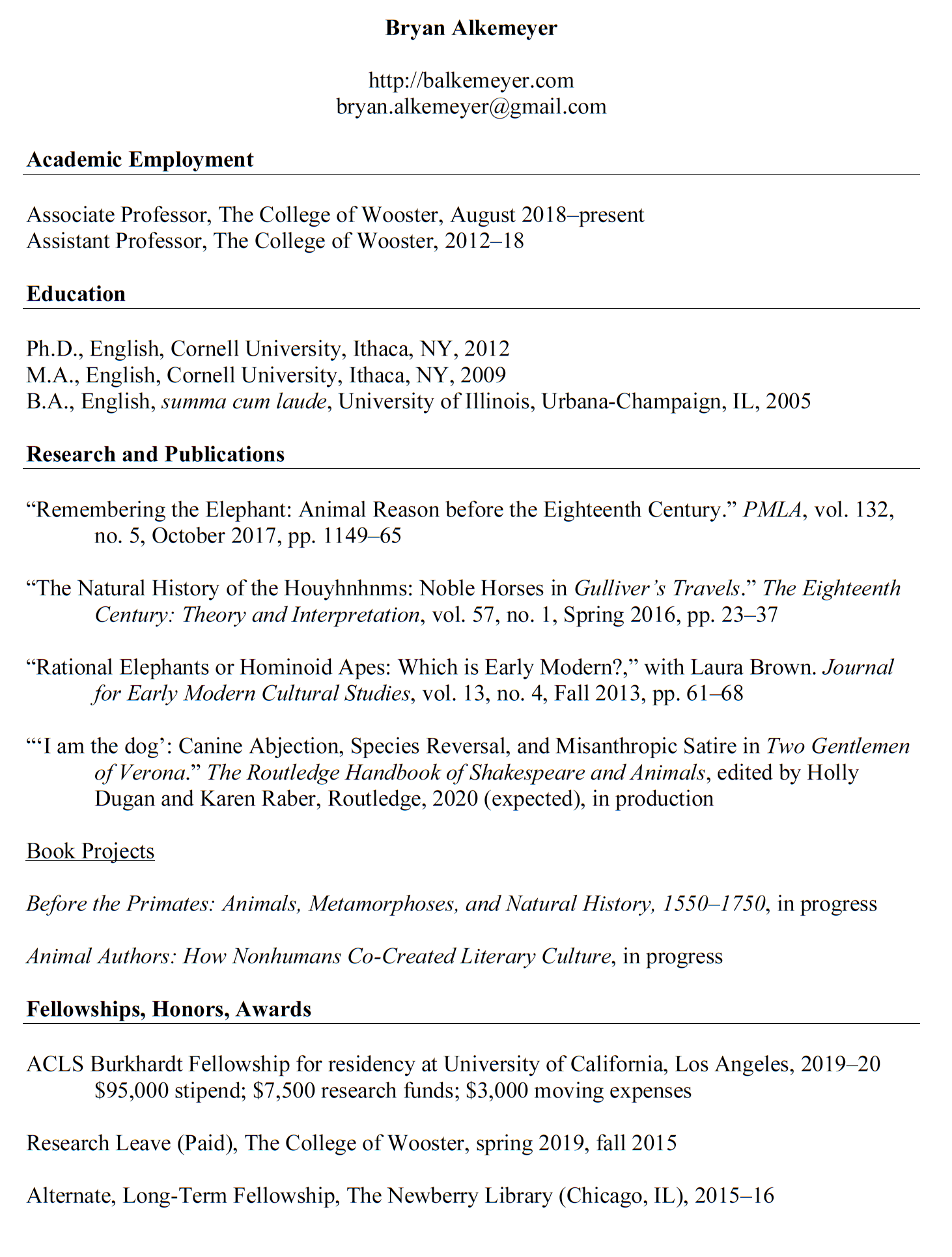 first page of CV